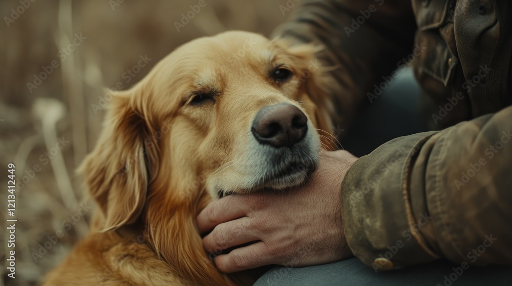 Obraz premium A Touching Scene of a Dog and Its Human