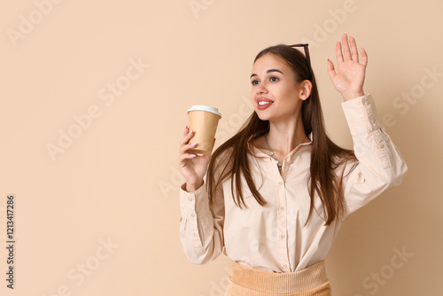 Young woman with cup of cof...