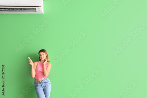Young woman switching on ai...