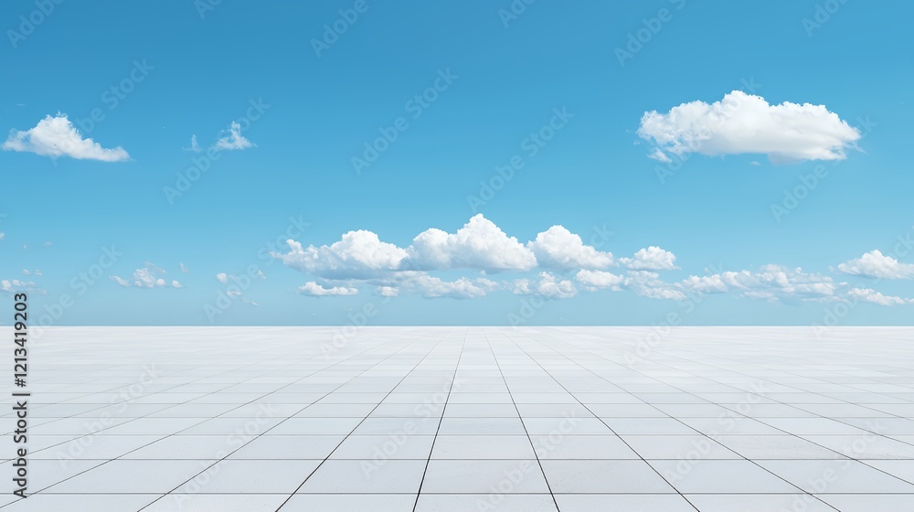 Serene Sky Above a White Tiled Plane Serene Sky Above a White Tiled Plane