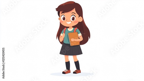 Adorable Cartoon Female Student in Wide Angle Centric Position photo