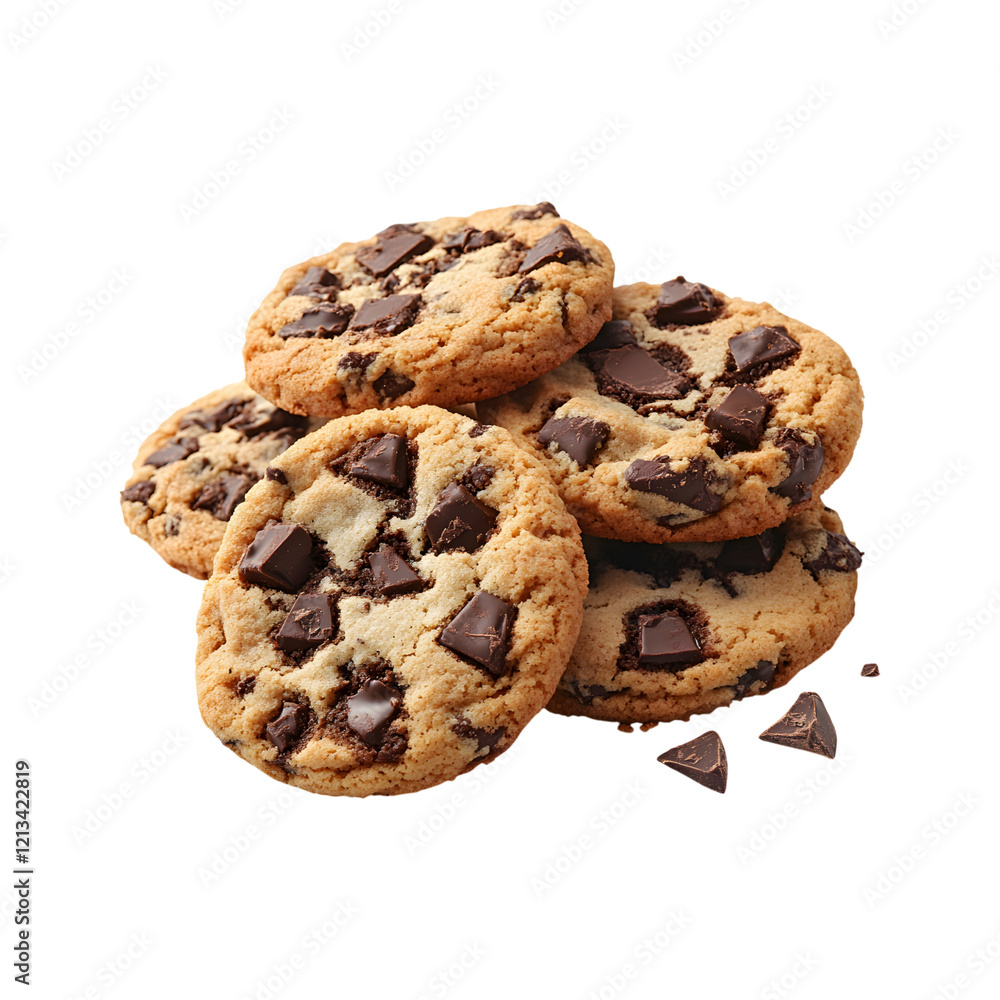 Delicious Chocolate Chunk Cookies on transparent background Delicious Chocolate Chunk Cookies on transparent background