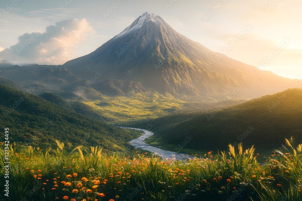 Fototapeta premium Towering Mountains Photorealistic Landscapes