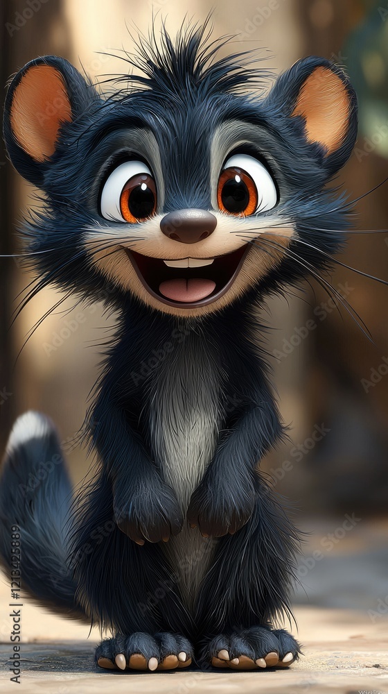 Fototapeta premium Adorable Animated Creature Happy Smiling Furry