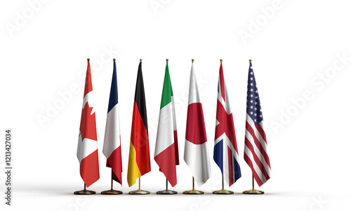 G7 group seven summit meeting country national global flag object canada france german italy japan united kingdom uk united state america us usa international politic government union economy travel