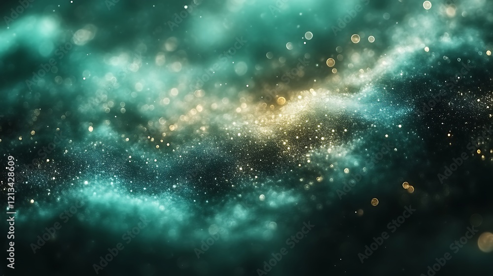 Fototapeta premium Teal and Gold Sparkling Abstract Background