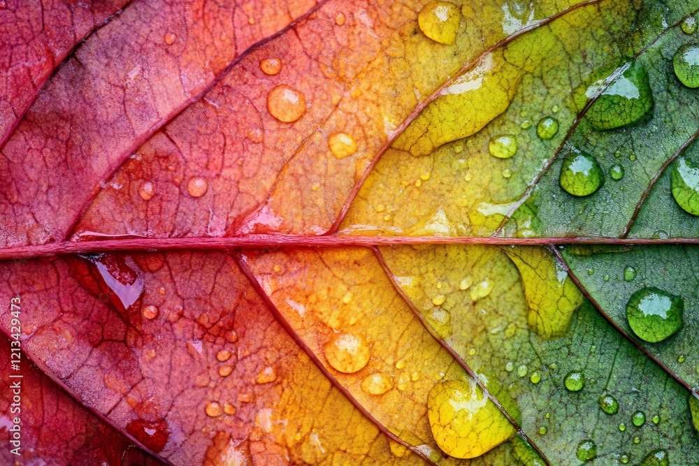 Fototapeta premium Close up of raindrops on a green leaf showcasing nature s beauty in a natural setting