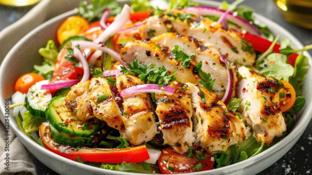 Delicious Grilled Chicken with Vegetable Salad, AI generated image Delicious Grilled Chicken with Vegetable Salad, AI generated image