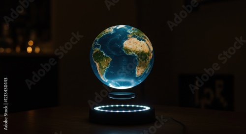 Floating Earth Globe: Illuminated Magnetic Orb, Serene Nighttime Decor