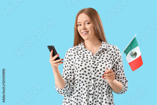 Young woman with Mexican fl...