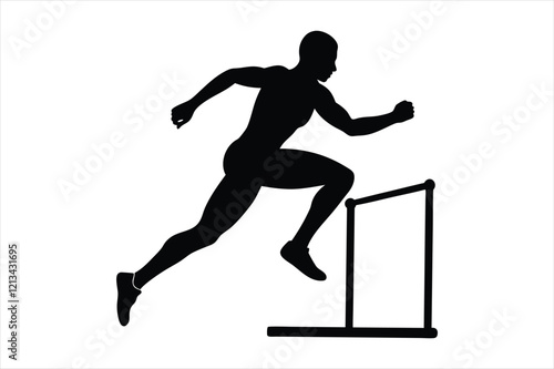 Male Athlete Running Hurdles in Athletics Race High Quality Stock Image for Sports, Fitness, and Track Events