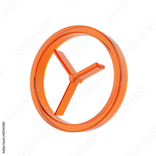 Fototapeta Naklejka Na Ścianę i Meble -  Orange Glass Web Clock Icon. 3d Rendering
