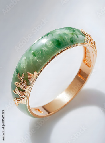 Jade and gold inlaid bracelet