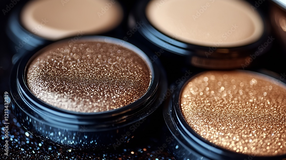 Assorted Shimmering Highlighters in Gold and Bronze for Glamorous Look : Generative AI Assorted Shimmering Highlighters in Gold and Bronze for Glamorous Look : Generative AI
