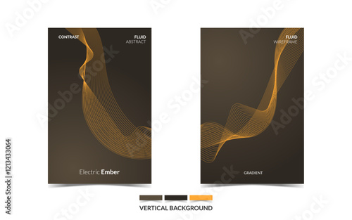 VERTICAL BACKGROUND 72 EDITABLE DARK COLOR COVER DESIGN, WITH FLUID WIREFRAME ARTWORK FOR A LOT OF DESIGN NEEDS	