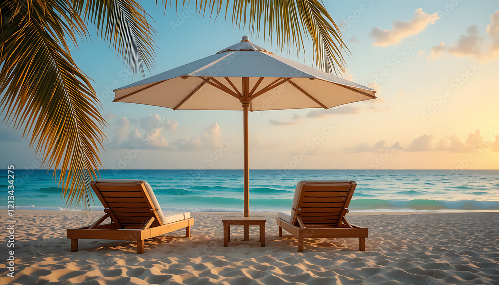 custom made wallpaper toronto digitalTropical Beach Paradise at Sunset – Relaxation and Serenity Awaits







