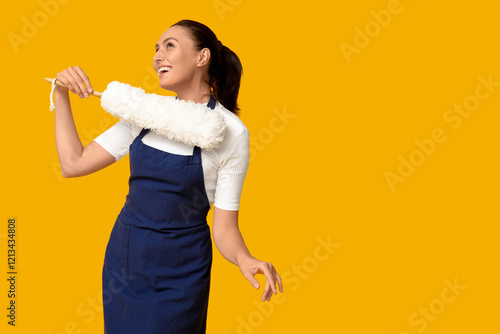 Smiling young woman in apro...