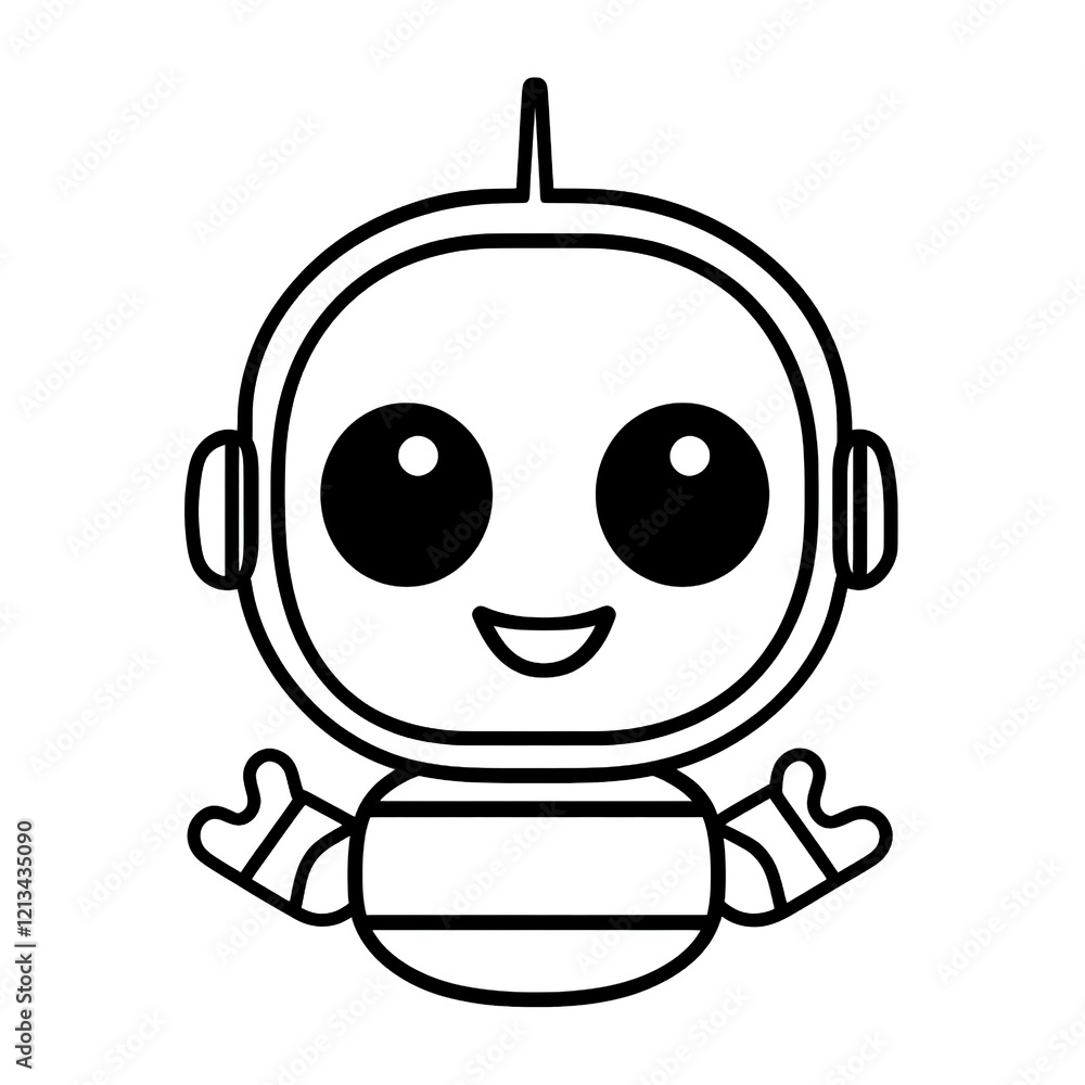 Obraz premium Cute cartoon robot, friendly design