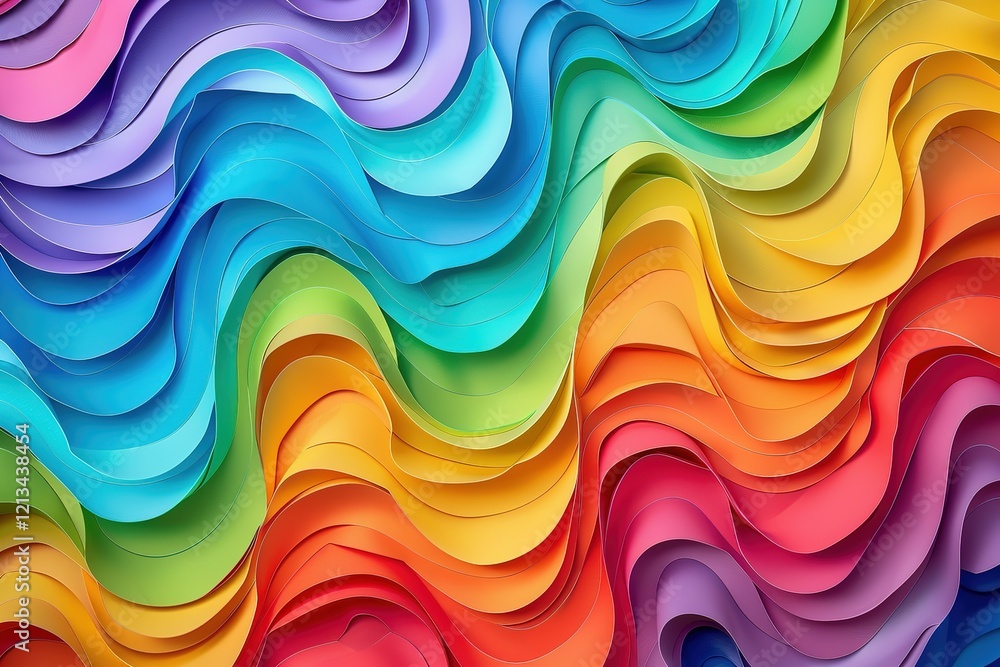 Obraz premium Vibrant rainbow wave abstract art design