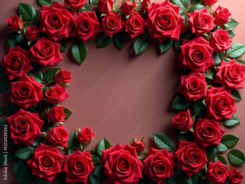 A bouquet of red roses with green leaves A bouquet of red roses with green leaves
