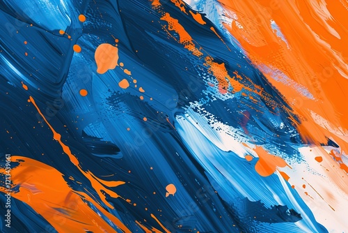 Abstract art: Blue and orange paint strokes