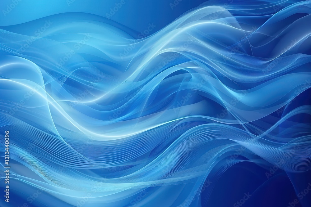 Obraz premium Abstract blue waves, flowing design