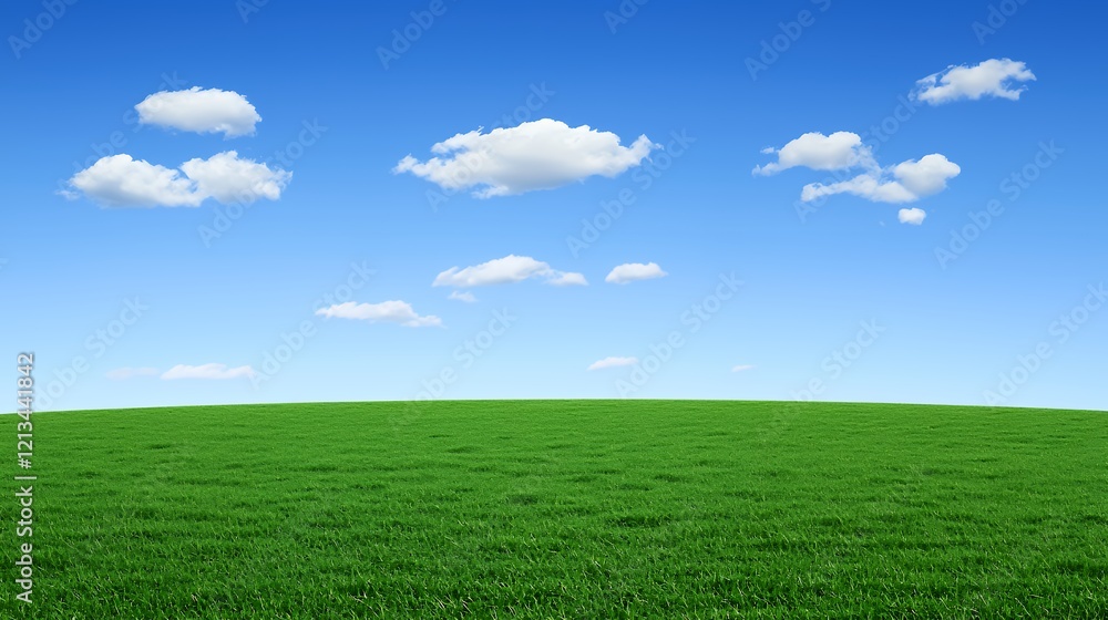 Fototapeta premium Serene Green Field Under a Blue Sky
