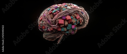 Colorful Brain Pixels  Wires  AI  Neural Network  Technology  Abstract   Mind   Intelligen photo