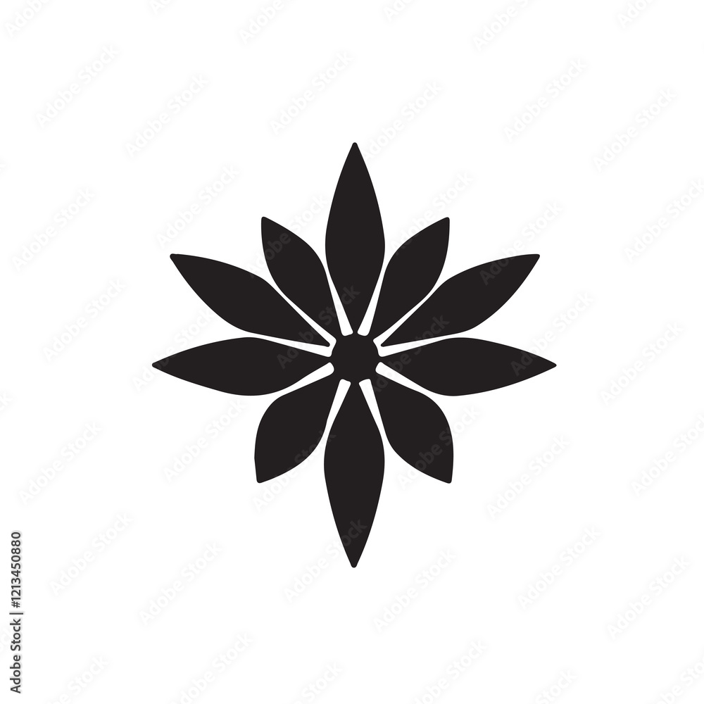 Black and white flower icon illustration Black and white flower icon illustration