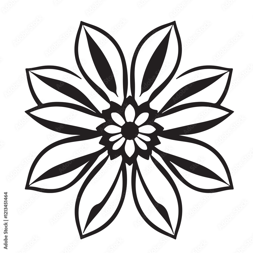 Fototapeta premium Black and white flower icon illustration