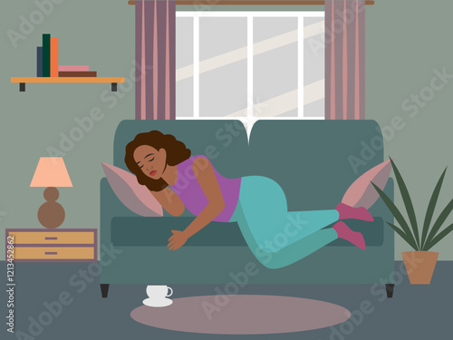 Woman having a nap during the day after sleepless night