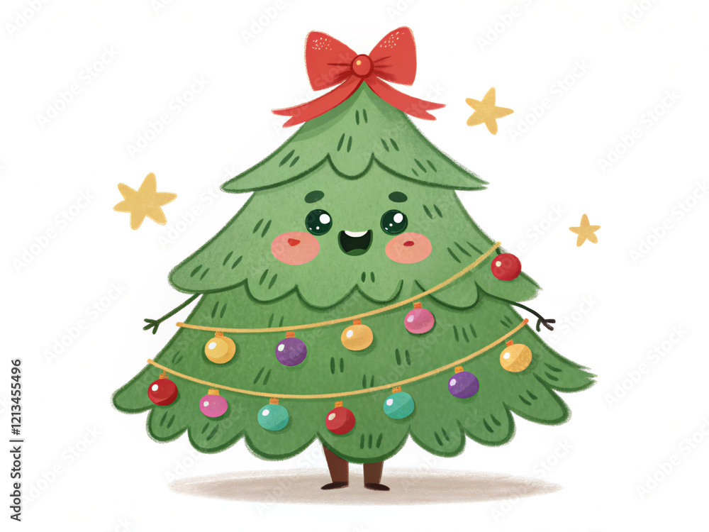 Fototapeta premium christmas tree isolated on white. christmas, tree, holiday, decoration, christmas tree, xmas, star, celebration, fir, winter, ball, gift, green, vector, illustration, year, new, season, pine, ornament