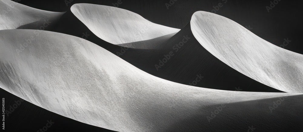 Abstract grayscale image of sand dunes with smooth curves and shadows. Abstract grayscale image of sand dunes with smooth curves and shadows.