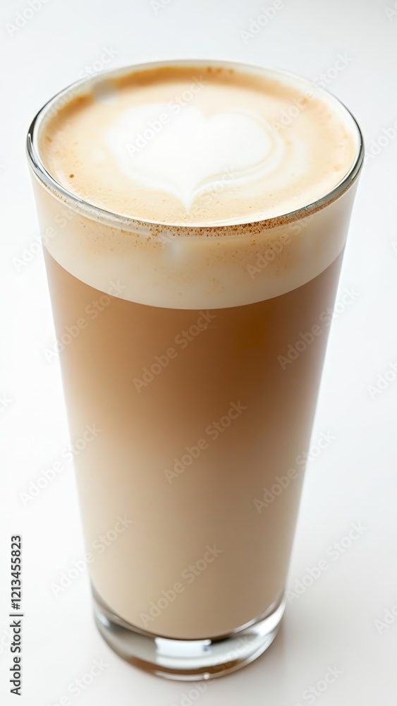 A layered coffee drink with espresso and steamed milk A layered coffee drink with espresso and steamed milk