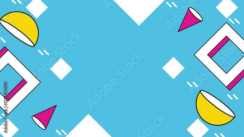 abstract background with clean geometric patterns and modern shapes seamless 4k video background motion pop art design