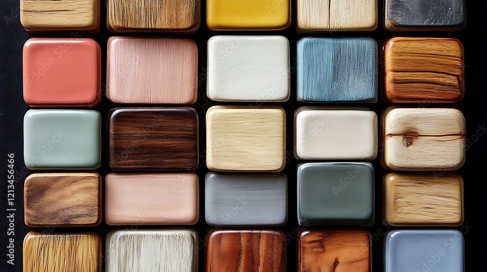 Colorful Wooden And Painted Cubes Arranged In Grid Pattern Colorful Wooden And Painted Cubes Arranged In Grid Pattern