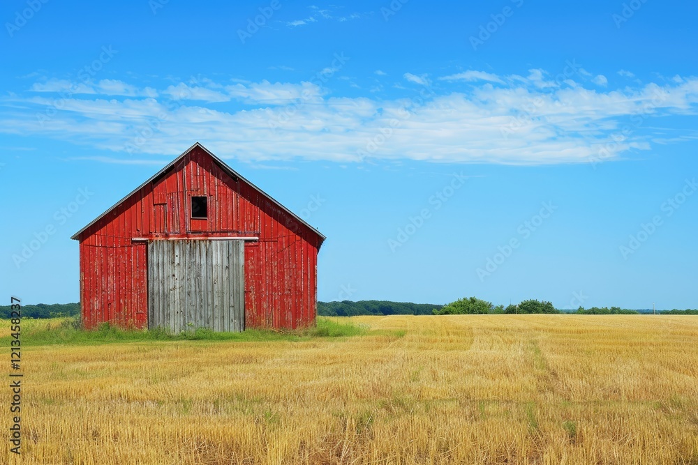 Vibrant Color Picture of a Picture of a Barn on a Field with a Blue Sky in the Background Vibrant Color Picture of a Picture of a Barn on a Field with a Blue Sky in the Background