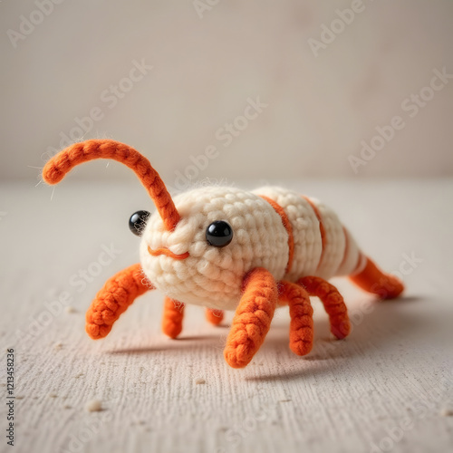 Crochet and Felt Shrimp Plushie Toy