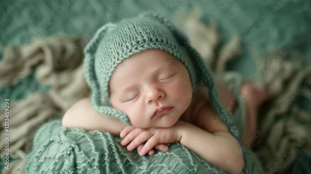 Cute baby is sleeping in a cozy slime, AI generated image Cute baby is sleeping in a cozy slime, AI generated image