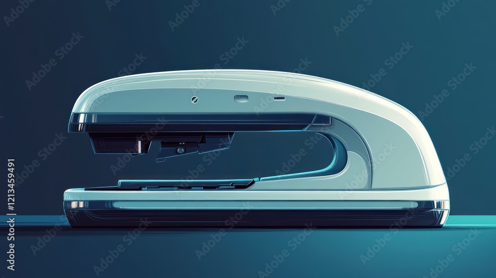 Modern white heavy-duty stapler on teal background. Modern white heavy-duty stapler on teal background.