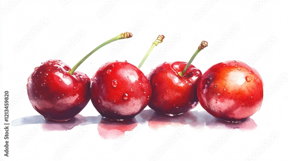 custom made wallpaper toronto digitalVibrant Ripe Cherries Watercolor Illustration for Artistic Designs