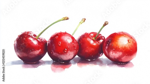 Wallpaper Mural Vibrant Ripe Cherries Watercolor Illustration for Artistic Designs Torontodigital.ca
