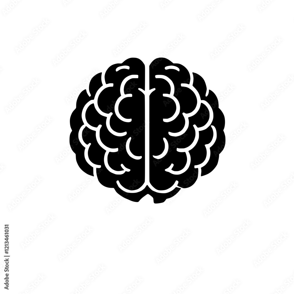 Brainpower Symbol: A bold and simple black silhouette of a human brain, representing the power of intellect, knowledge, and the human mind. perfect for educational, medical, or technological visuals. Brainpower Symbol: A bold and simple black silhouette of a human brain, representing the power of intellect, knowledge, and the human mind. perfect for educational, medical, or technological visuals.