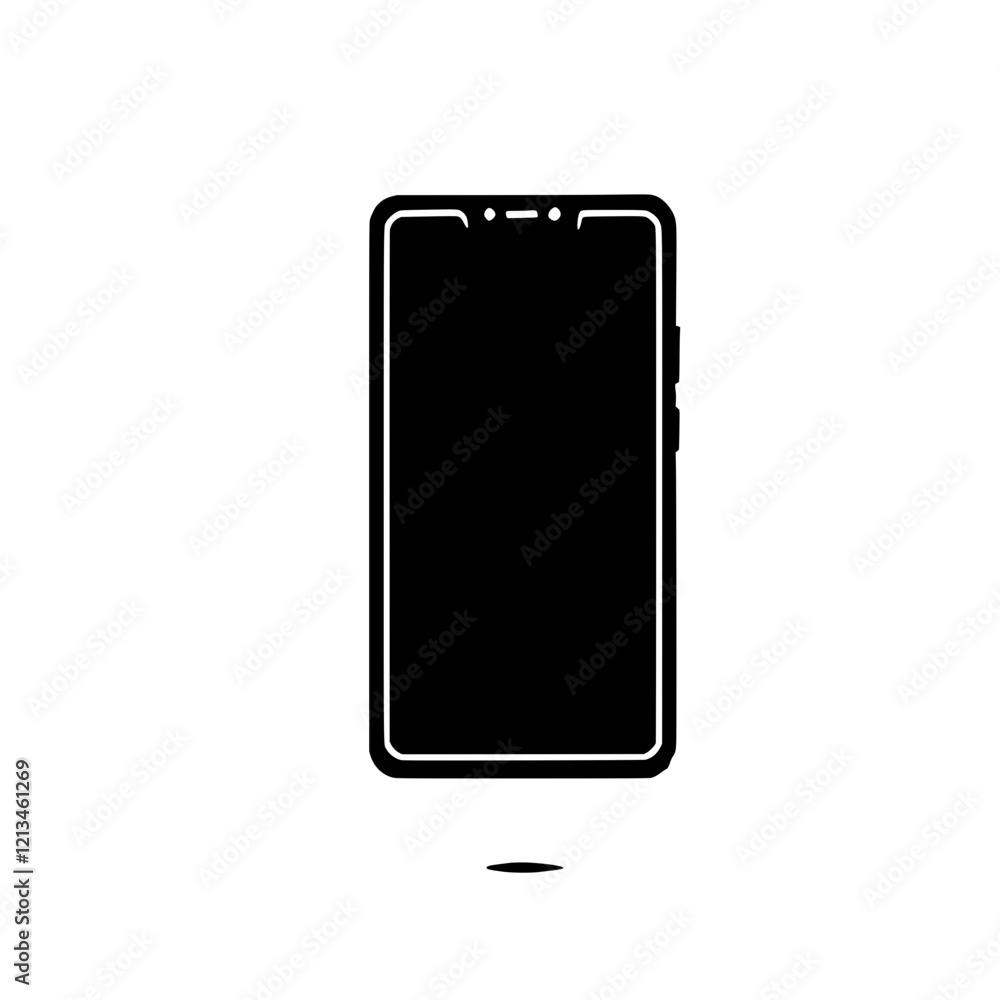 Smartphone Silhouette: A sleek, minimalist silhouette of a modern smartphone, perfect for showcasing app designs, mobile technology, or digital concepts. Smartphone Silhouette: A sleek, minimalist silhouette of a modern smartphone, perfect for showcasing app designs, mobile technology, or digital concepts.
