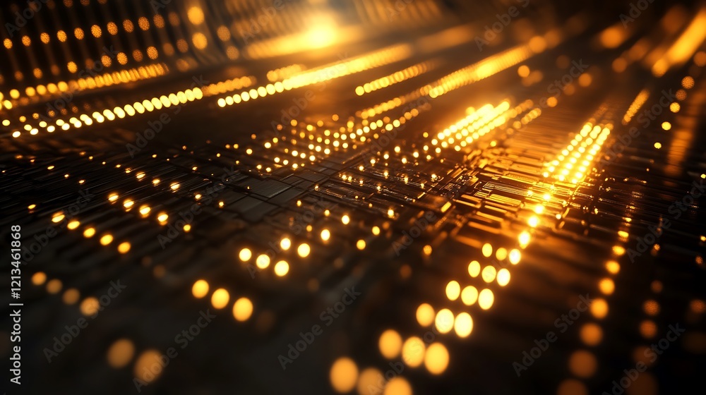 Abstract futuristic background with glowing particles and metallic plates in a high-tech design Abstract futuristic background with glowing particles and metallic plates in a high-tech design