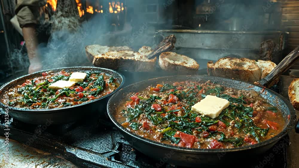 Cooking a flavorful dish with fresh ingredients in a cozy kitchen Cooking a flavorful dish with fresh ingredients in a cozy kitchen