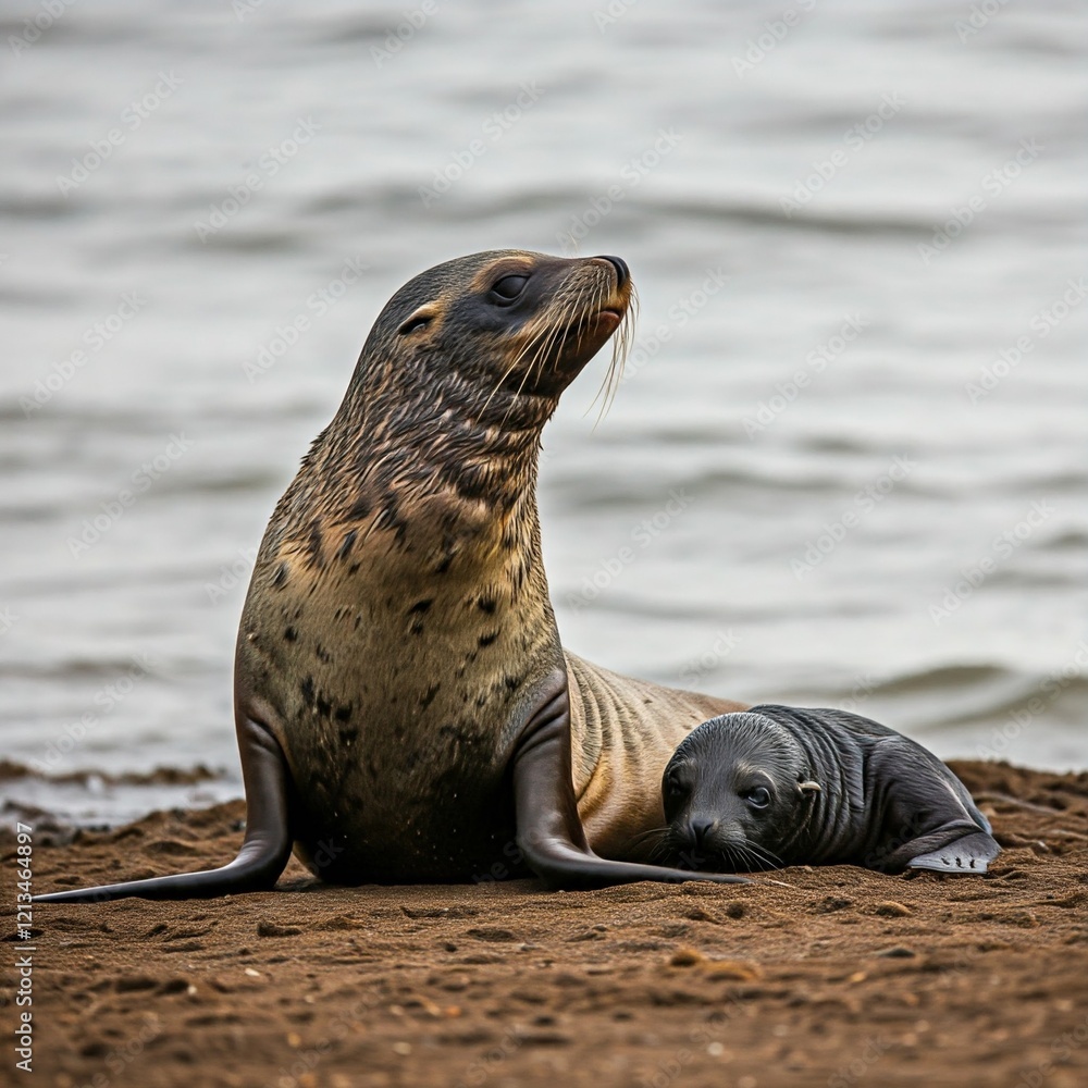 Fototapeta premium Did you know that seals can actually sleep with one eye open? This allows them to stay alert for predators while they rest. Pretty cool, right?