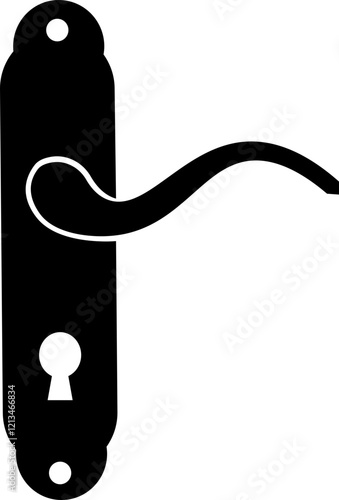 Door handles icon . Locks handles on the door in the house, hotel. Black flat vector isolated on transparent background. Metal items interior symbols doorknob realistic.