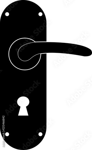 Door handles icon . Locks handles on the door in the house, hotel. Black flat vector isolated on transparent background. Metal items interior symbols doorknob realistic.