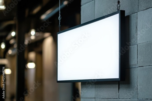 High Quality Image of Logo Mockup Modern Black Hang Sign photo